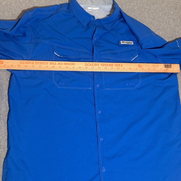 Columbia Shirt Men XL Adult Blue Button Down PFG Ripstop Fishing Omni Shade - Picture 6 of 10